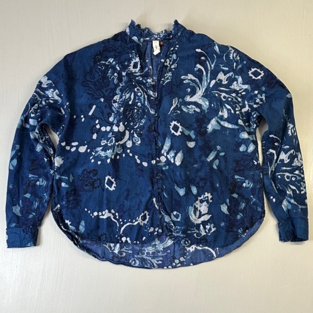 Anthropologie Pilcro Tavi Ruffled Buttondown Top